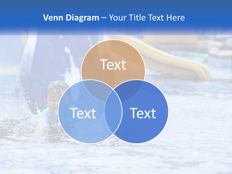 The Child Goes Down The Slide Into The Pool PowerPoint Template