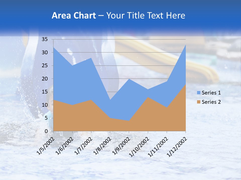 The Child Goes Down The Slide Into The Pool PowerPoint Template