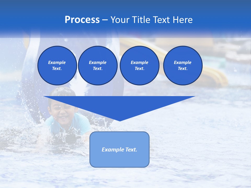 The Child Goes Down The Slide Into The Pool PowerPoint Template