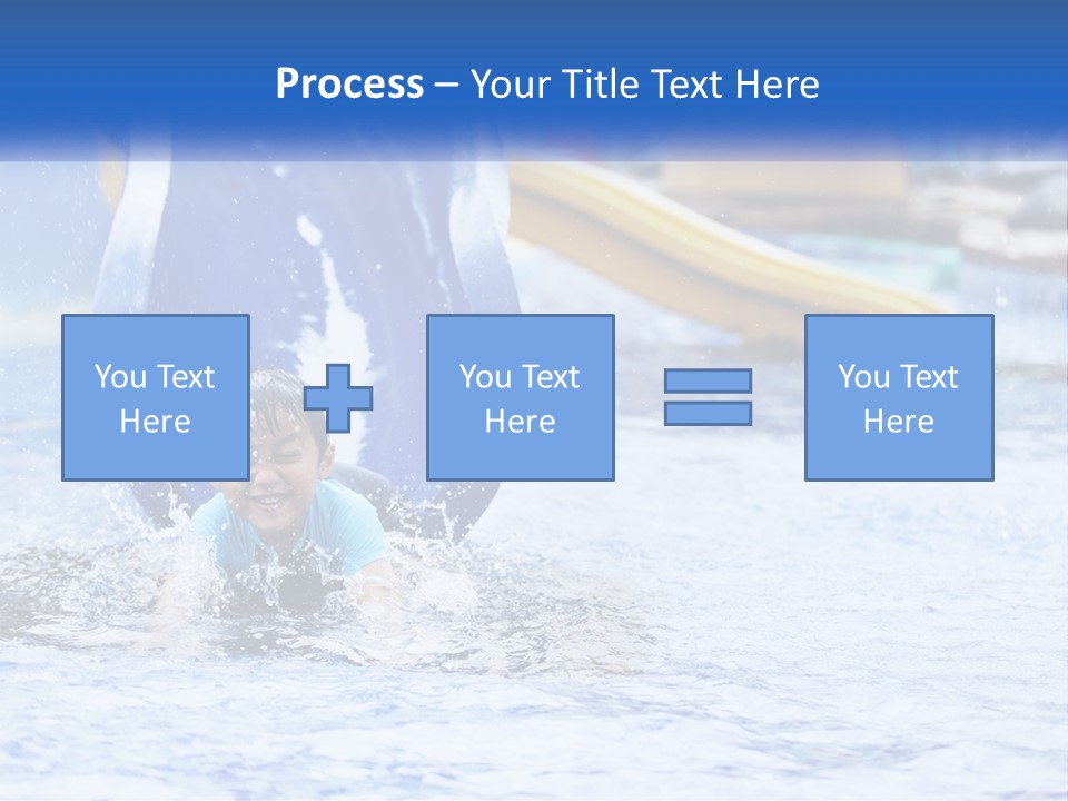 The Child Goes Down The Slide Into The Pool PowerPoint Template