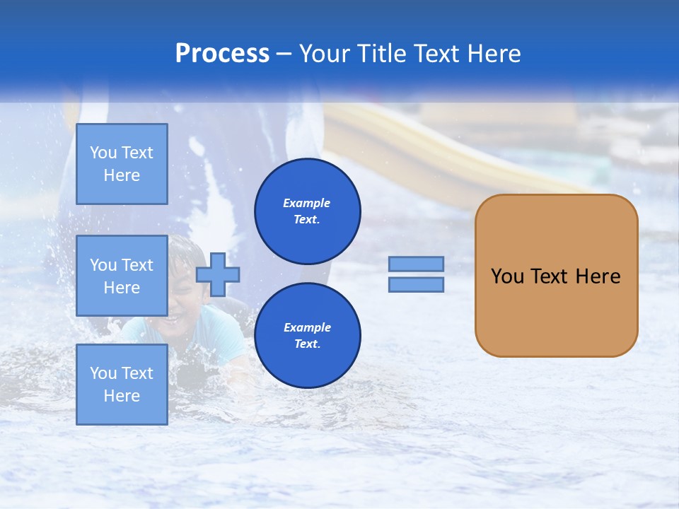 The Child Goes Down The Slide Into The Pool PowerPoint Template
