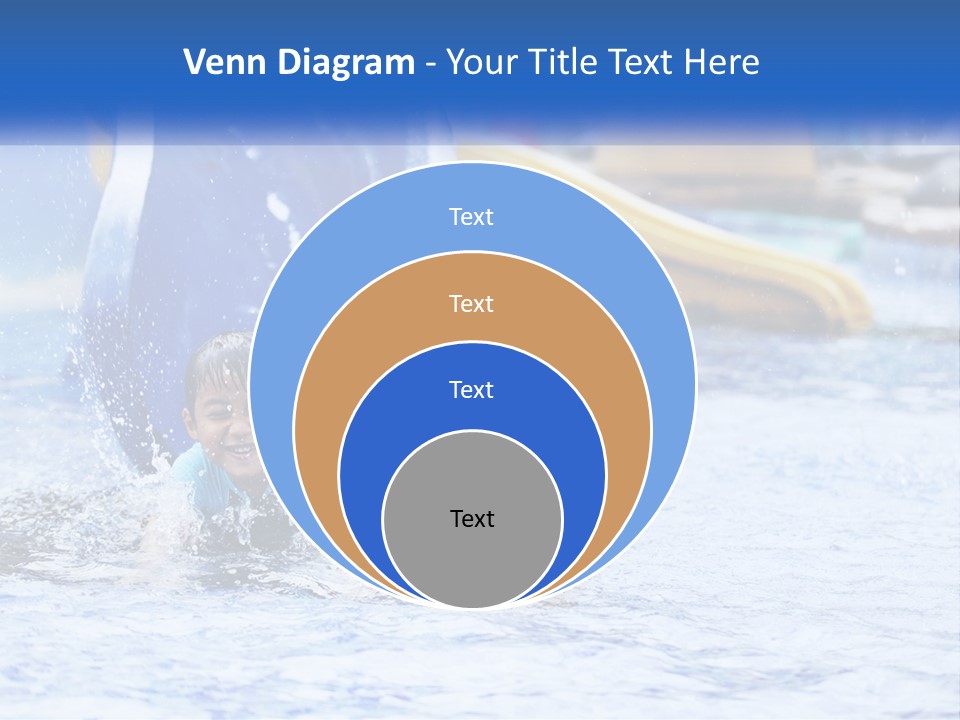 The Child Goes Down The Slide Into The Pool PowerPoint Template