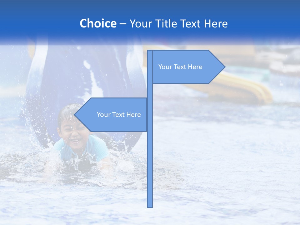 The Child Goes Down The Slide Into The Pool PowerPoint Template