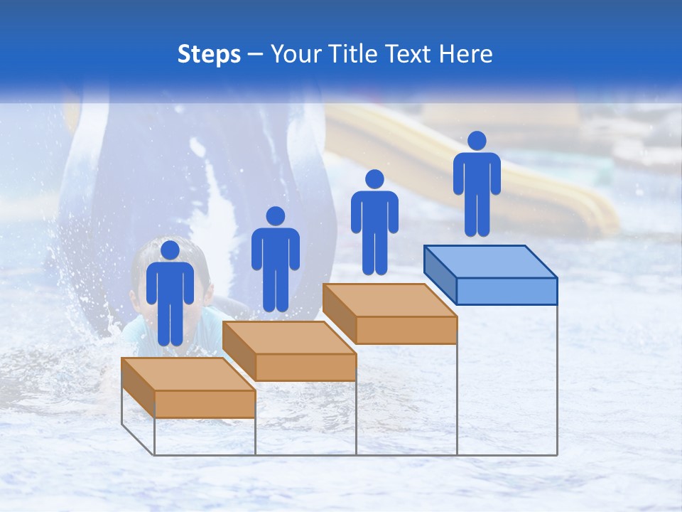 The Child Goes Down The Slide Into The Pool PowerPoint Template