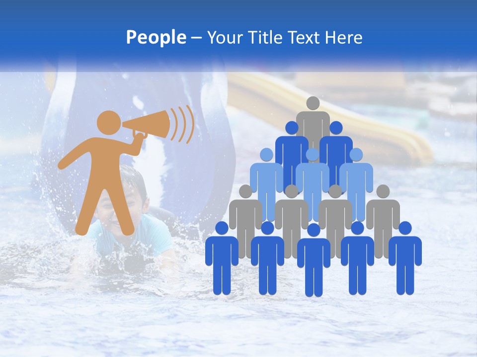 The Child Goes Down The Slide Into The Pool PowerPoint Template