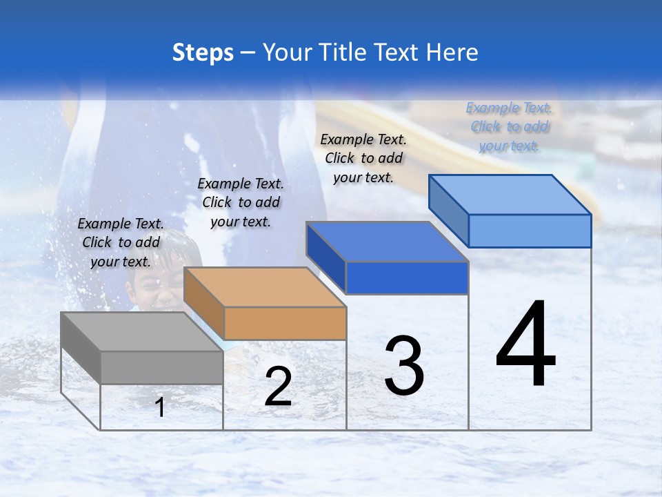 The Child Goes Down The Slide Into The Pool PowerPoint Template