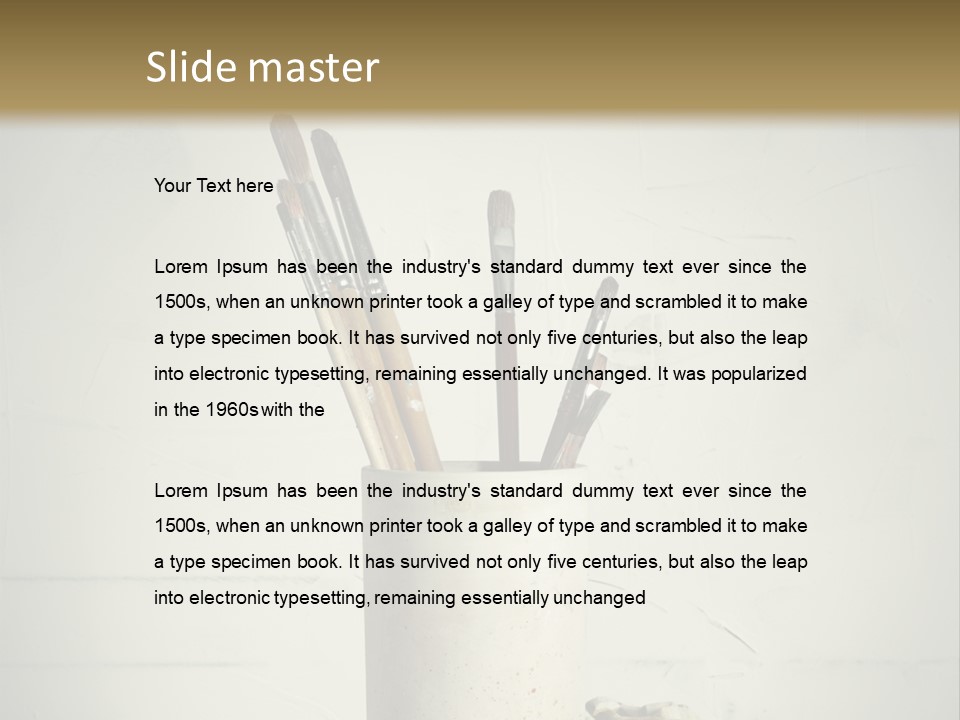 Glass With Artist's Brushes PowerPoint Template