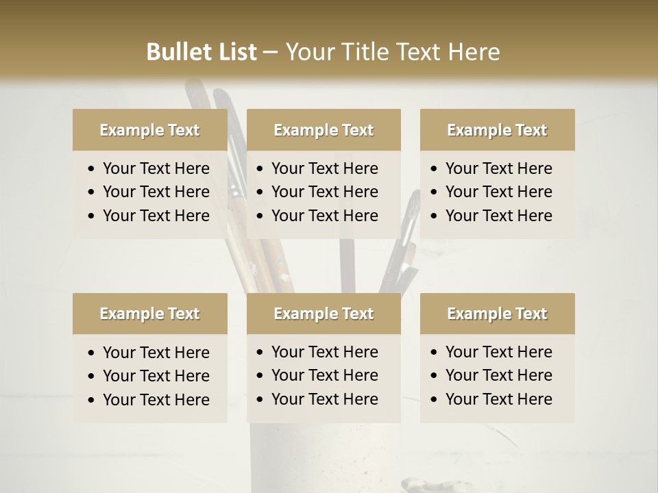 Glass With Artist's Brushes PowerPoint Template