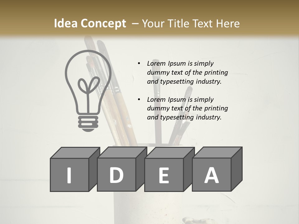 Glass With Artist's Brushes PowerPoint Template