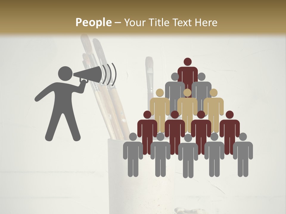 Glass With Artist's Brushes PowerPoint Template