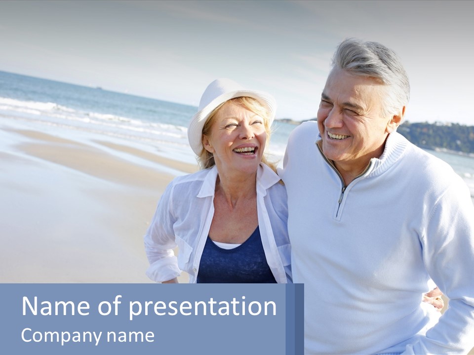 Elderly Man And Woman By The Sea PowerPoint Template