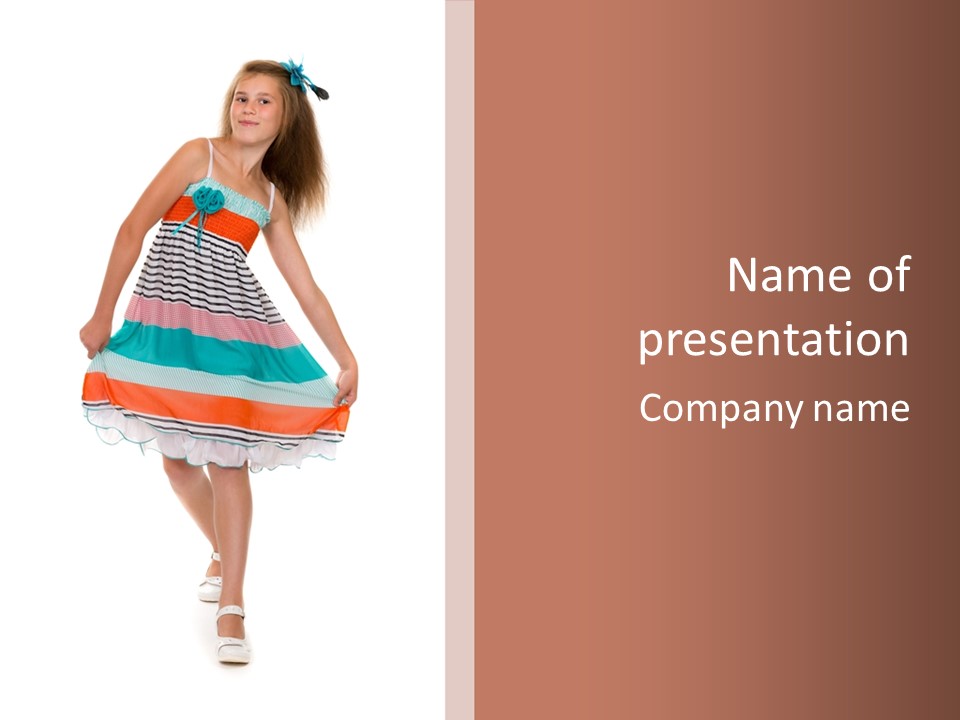 Schoolgirl In A Dress PowerPoint Template