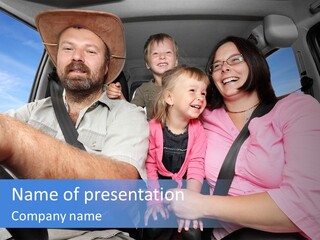 Family In The Car PowerPoint Template