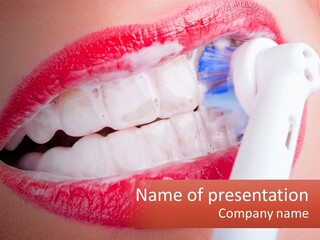 Girl Brushing Her Teeth PowerPoint Template