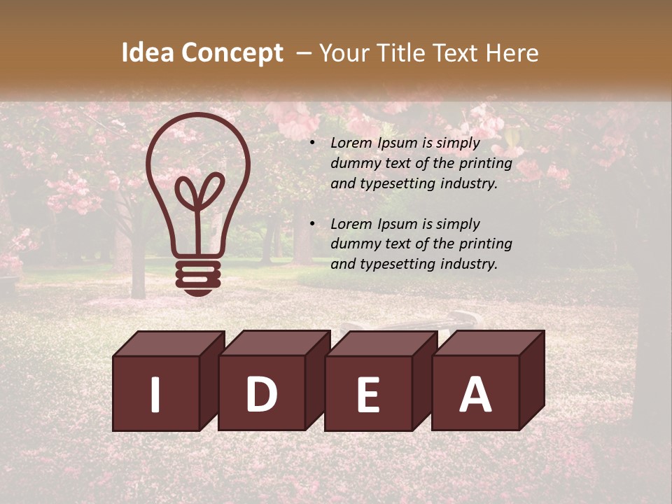 Park Bench With Sakura PowerPoint Template