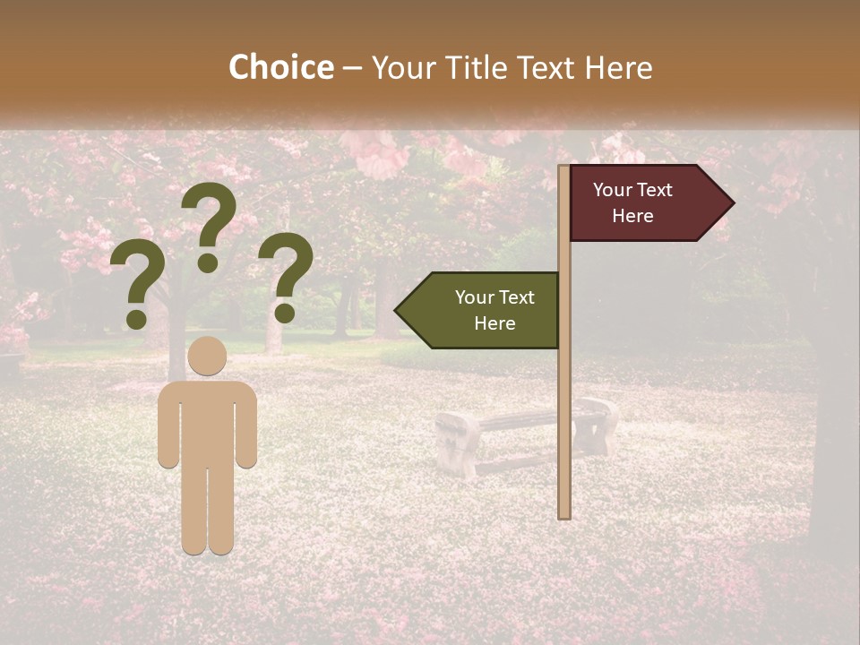 Park Bench With Sakura PowerPoint Template