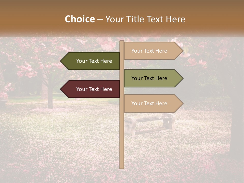 Park Bench With Sakura PowerPoint Template