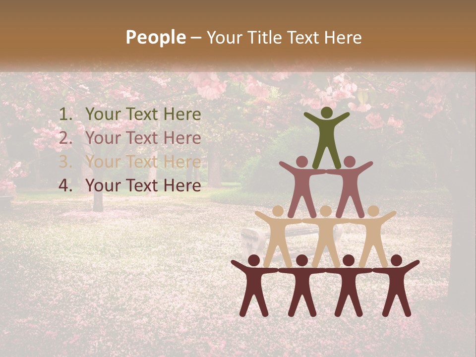 Park Bench With Sakura PowerPoint Template