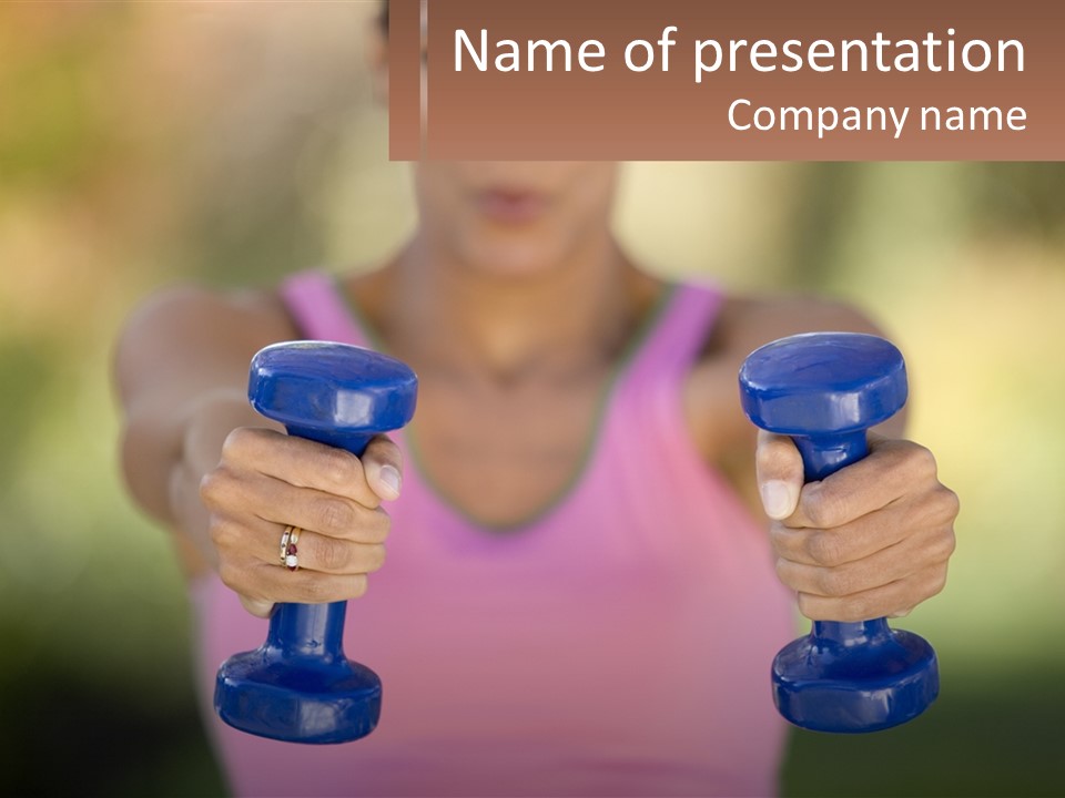 Girl With Dumbbells For Fitness PowerPoint Template