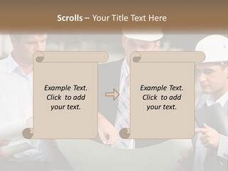 Discussion Of The Project At The Construction Site PowerPoint Template