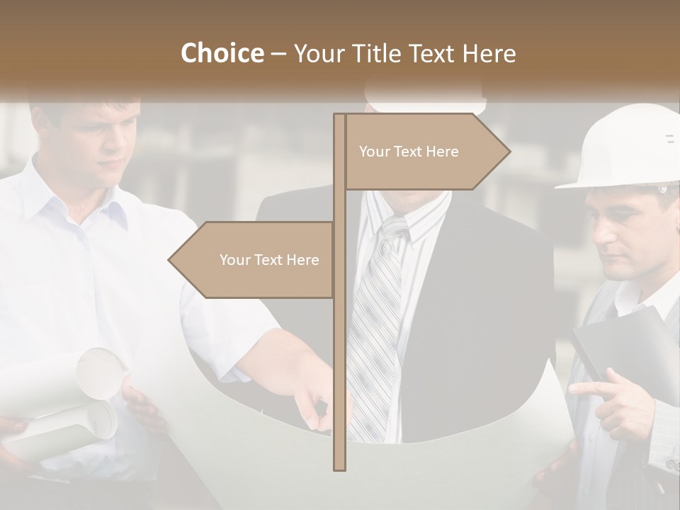 Discussion Of The Project At The Construction Site PowerPoint Template