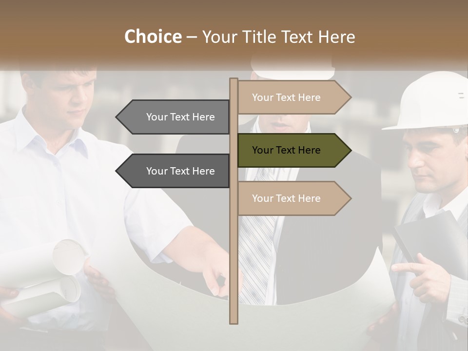 Discussion Of The Project At The Construction Site PowerPoint Template