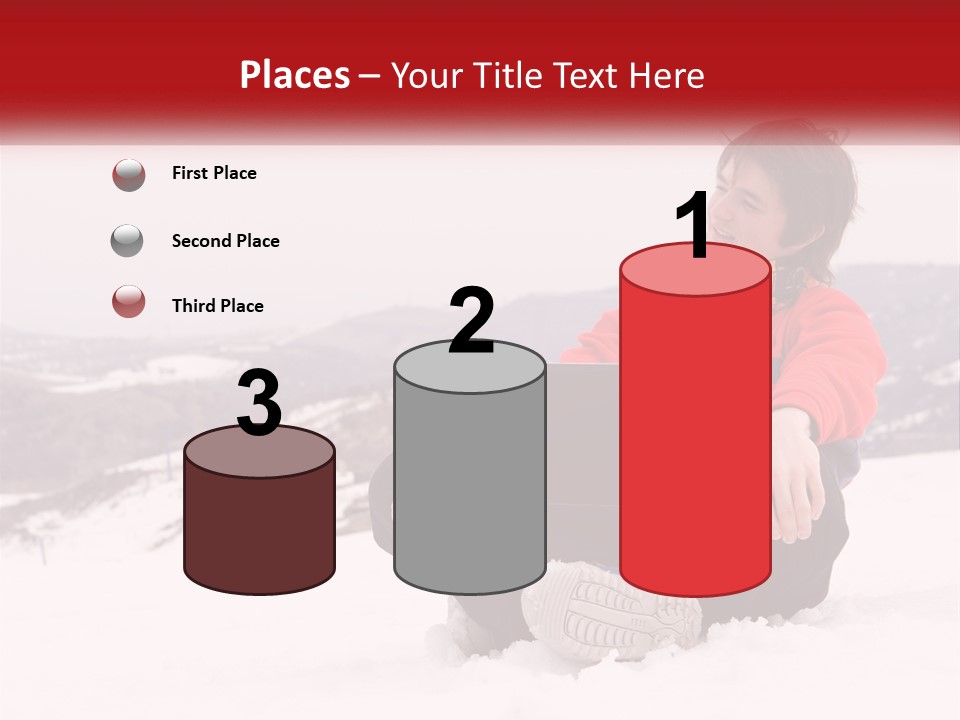 Man With Laptop On Snowy Hills PowerPoint Template