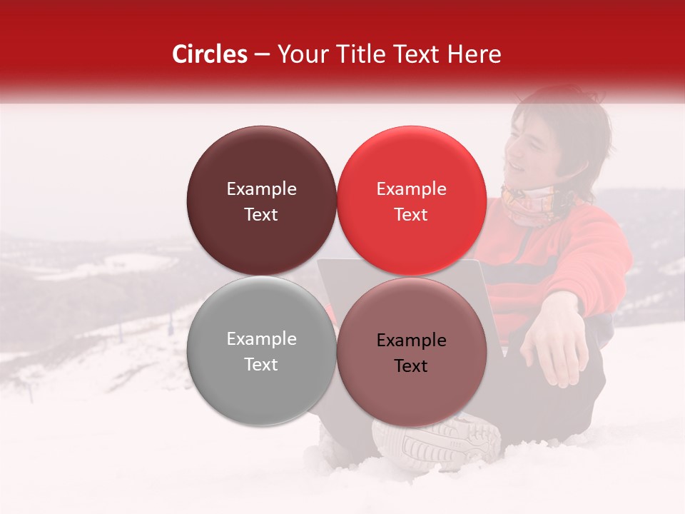 Man With Laptop On Snowy Hills PowerPoint Template