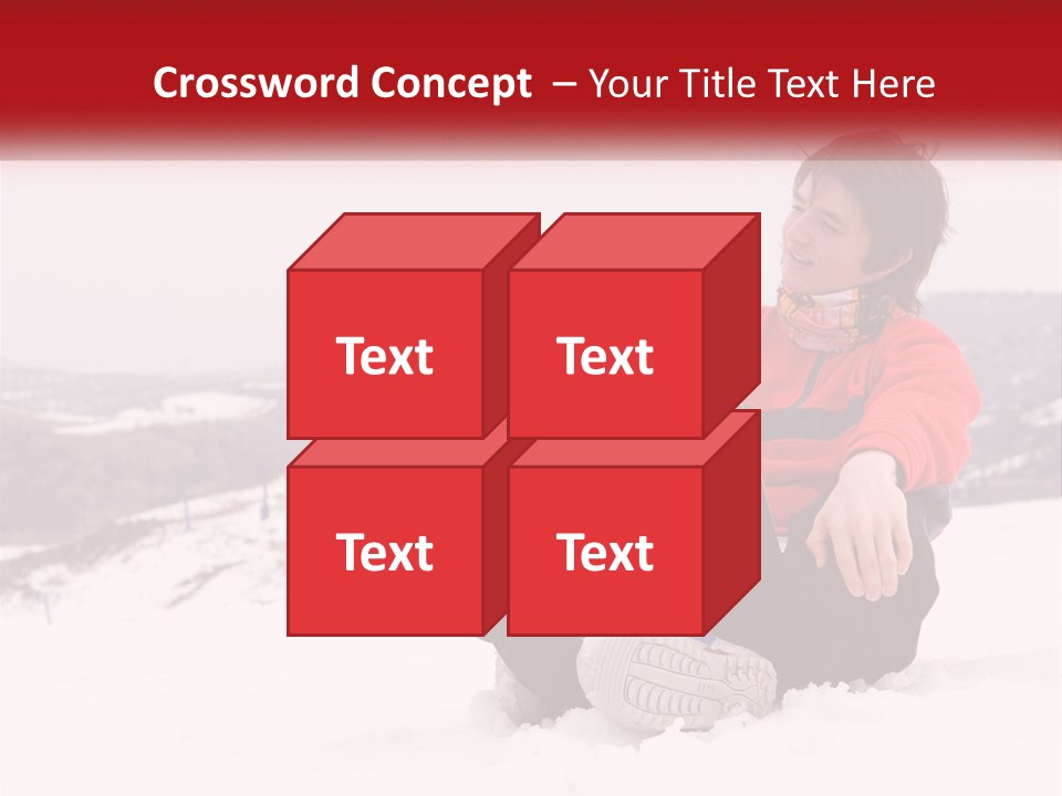 Man With Laptop On Snowy Hills PowerPoint Template