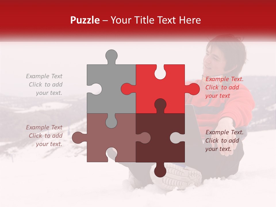 Man With Laptop On Snowy Hills PowerPoint Template