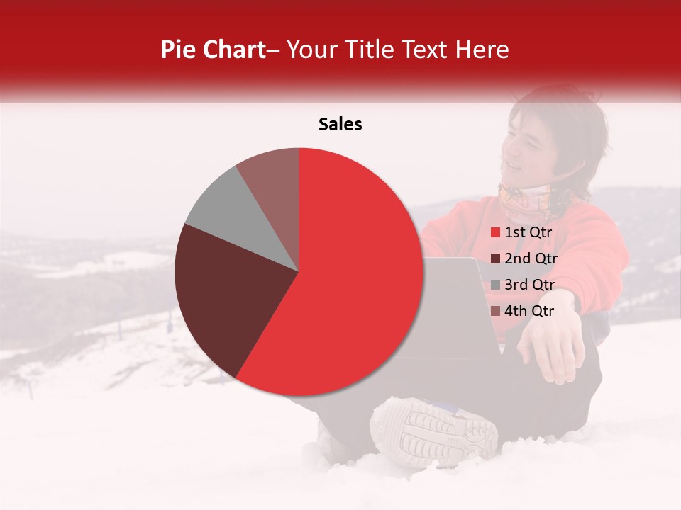 Man With Laptop On Snowy Hills PowerPoint Template