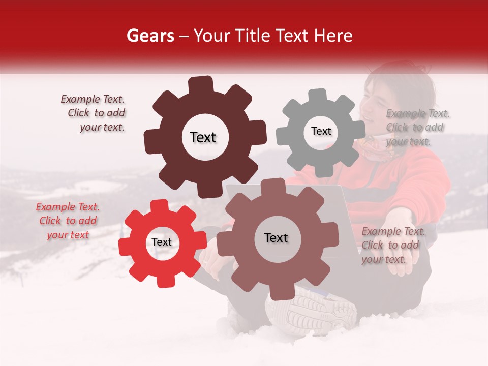 Man With Laptop On Snowy Hills PowerPoint Template