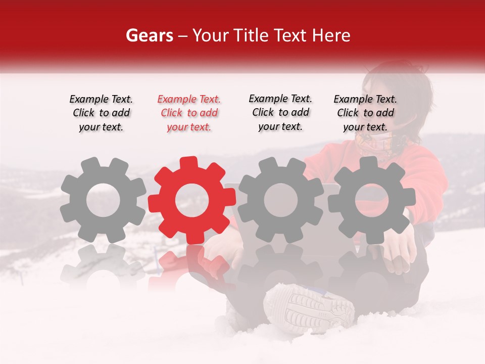 Man With Laptop On Snowy Hills PowerPoint Template