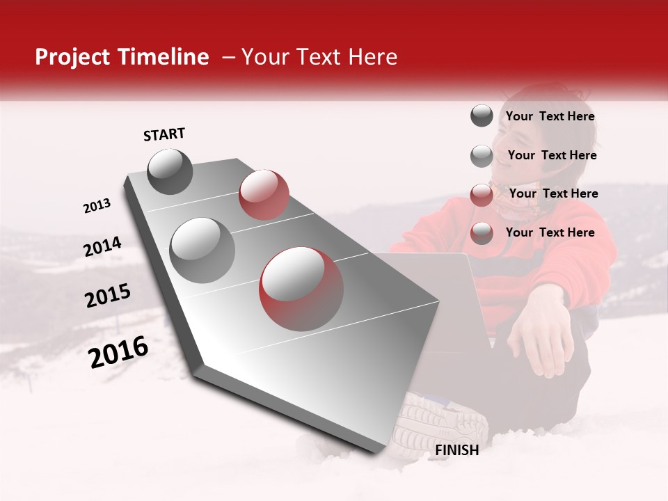 Man With Laptop On Snowy Hills PowerPoint Template