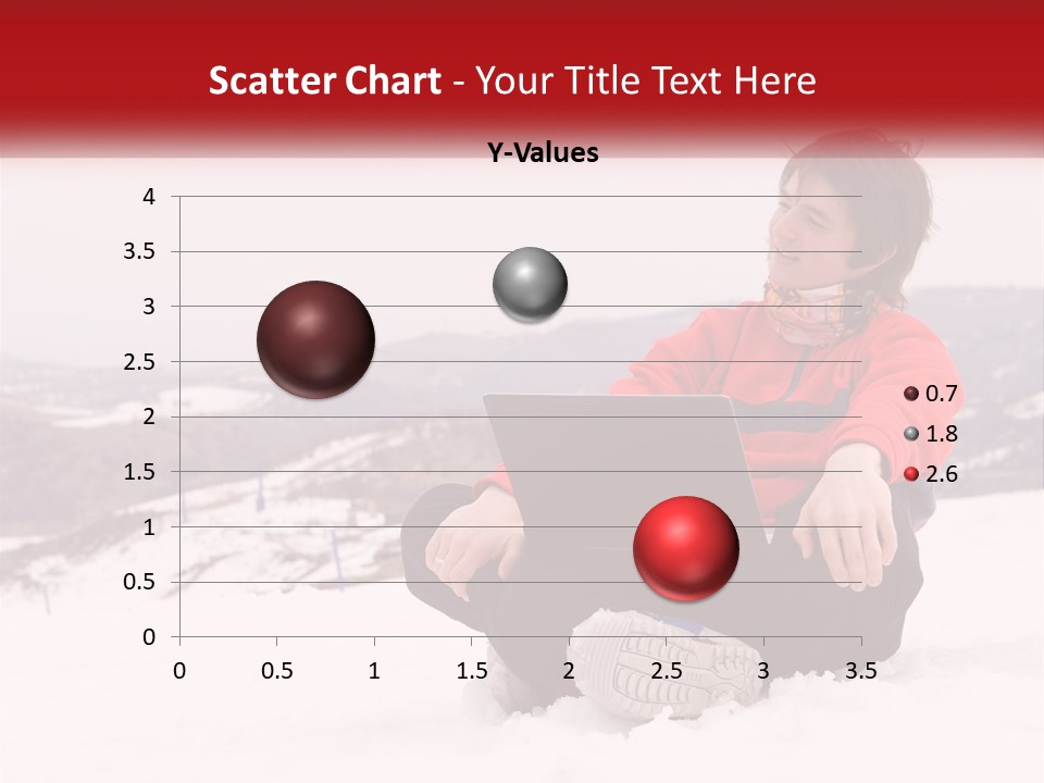 Man With Laptop On Snowy Hills PowerPoint Template