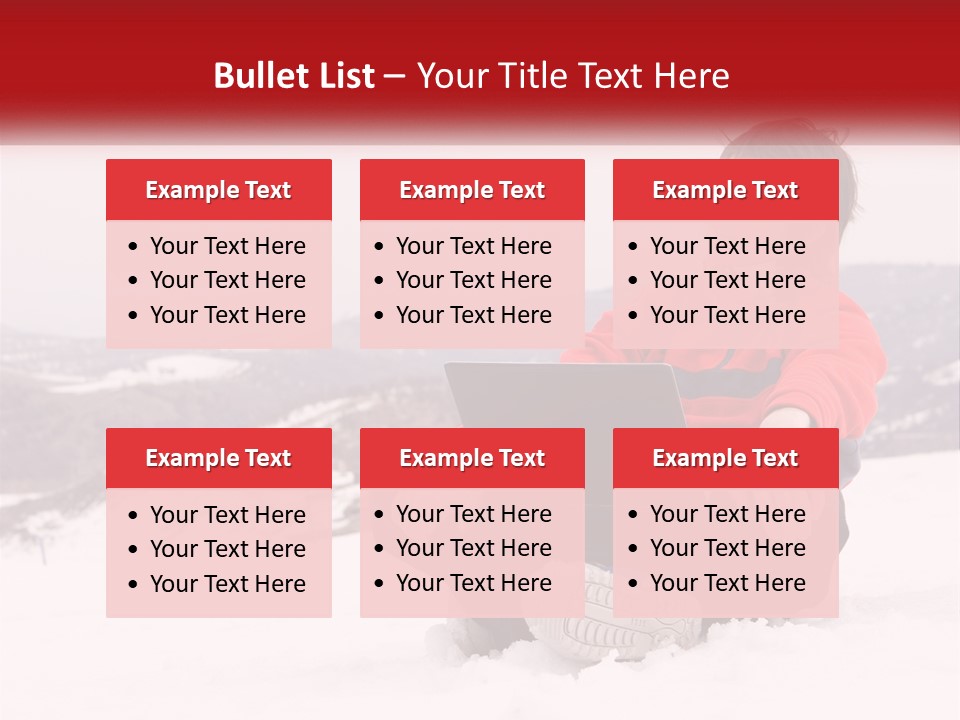 Man With Laptop On Snowy Hills PowerPoint Template