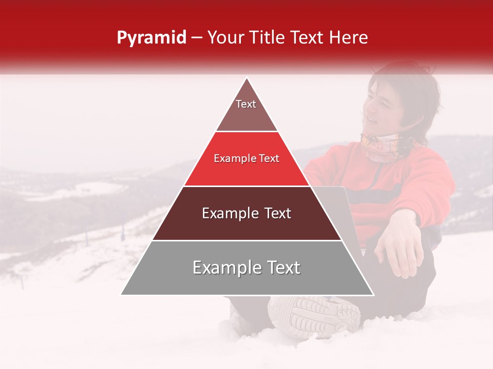 Man With Laptop On Snowy Hills PowerPoint Template
