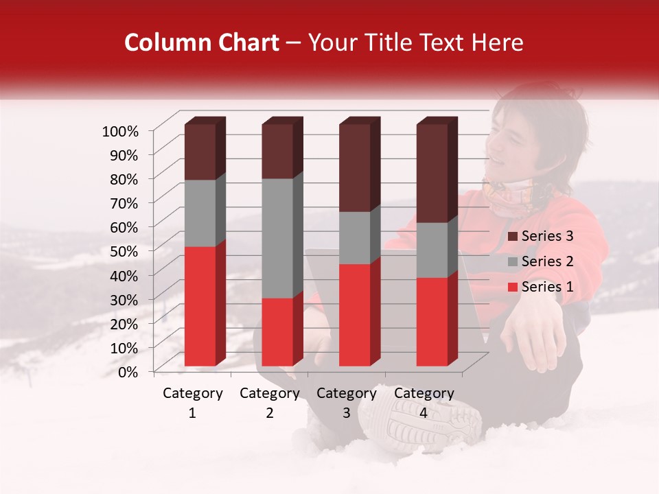 Man With Laptop On Snowy Hills PowerPoint Template