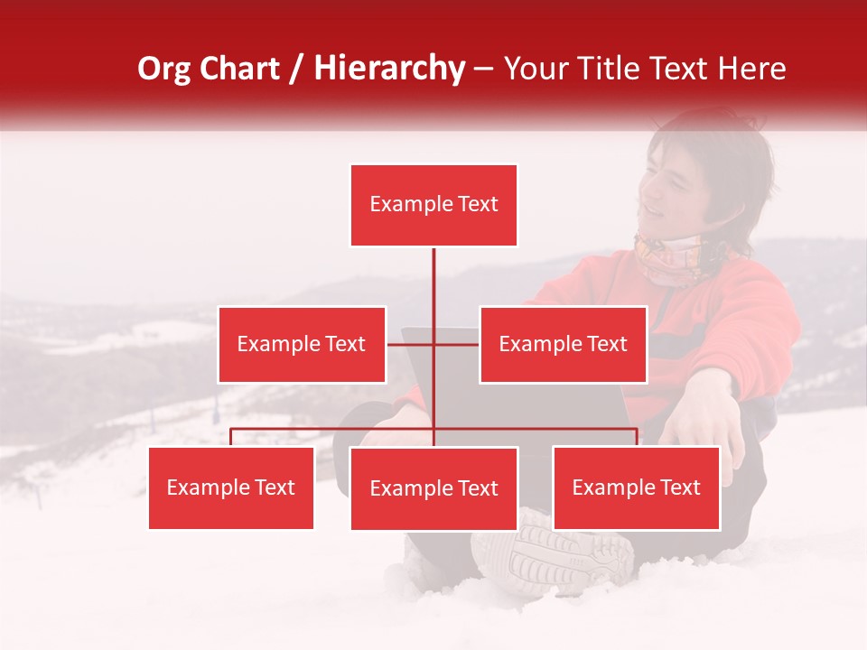 Man With Laptop On Snowy Hills PowerPoint Template