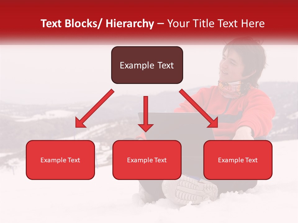 Man With Laptop On Snowy Hills PowerPoint Template