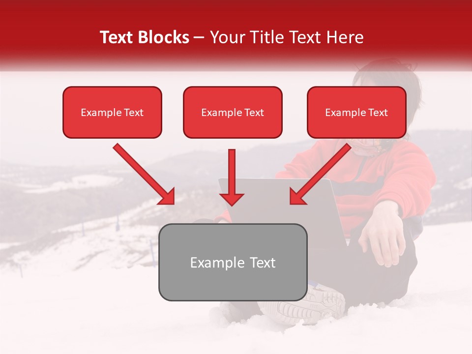 Man With Laptop On Snowy Hills PowerPoint Template