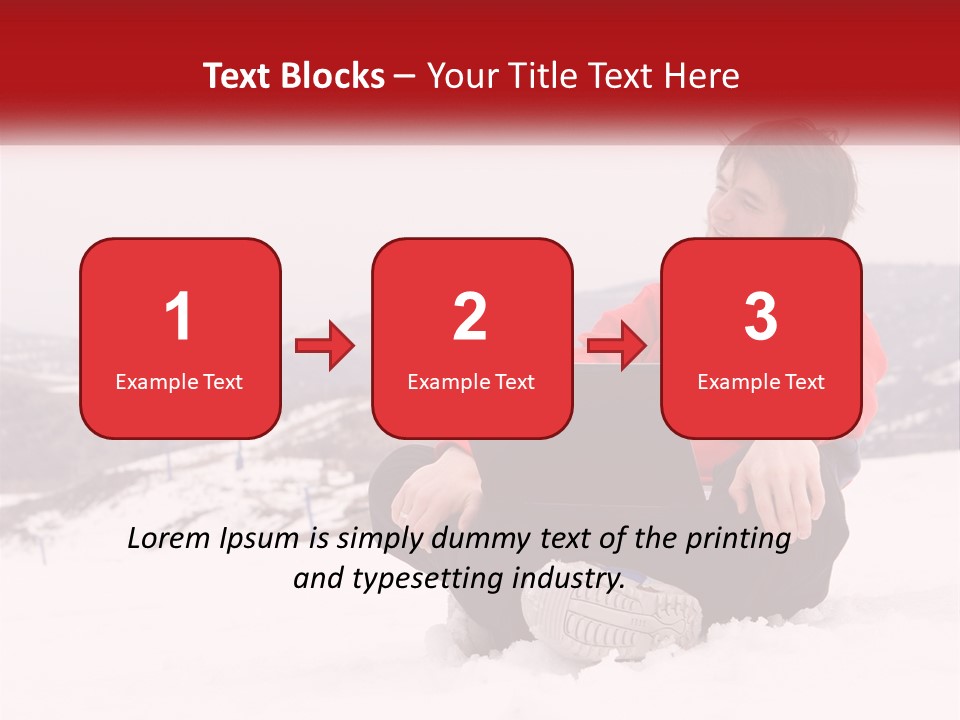 Man With Laptop On Snowy Hills PowerPoint Template