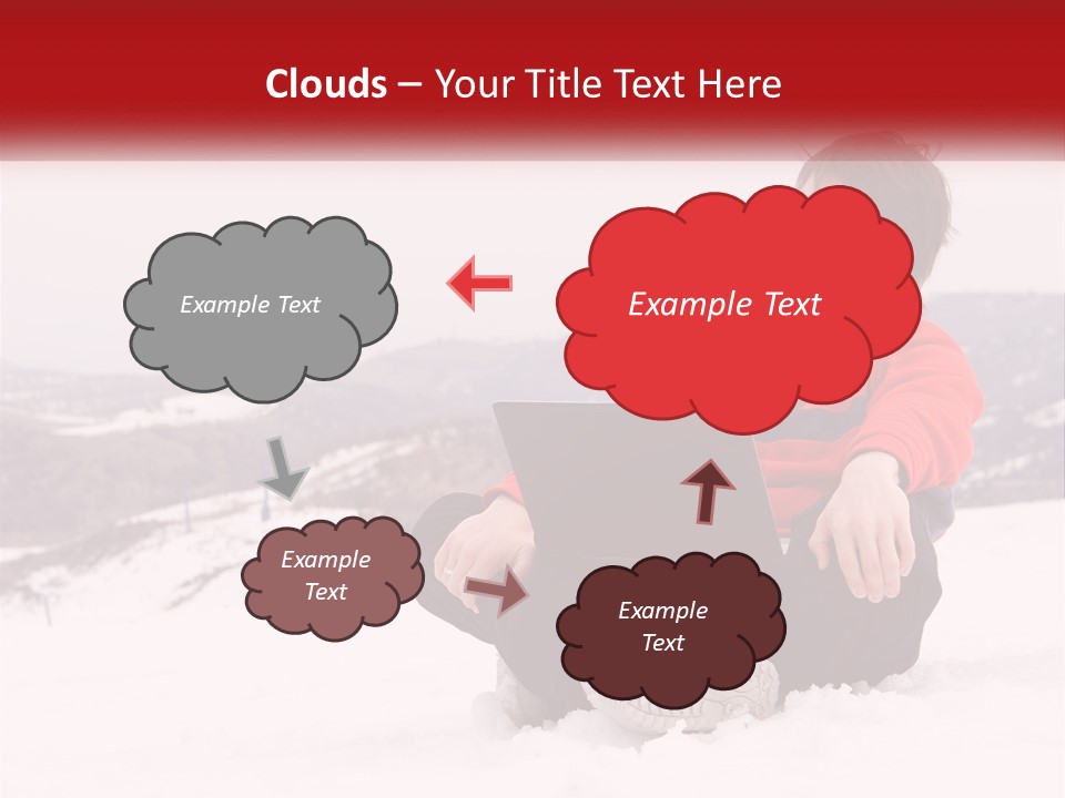 Man With Laptop On Snowy Hills PowerPoint Template