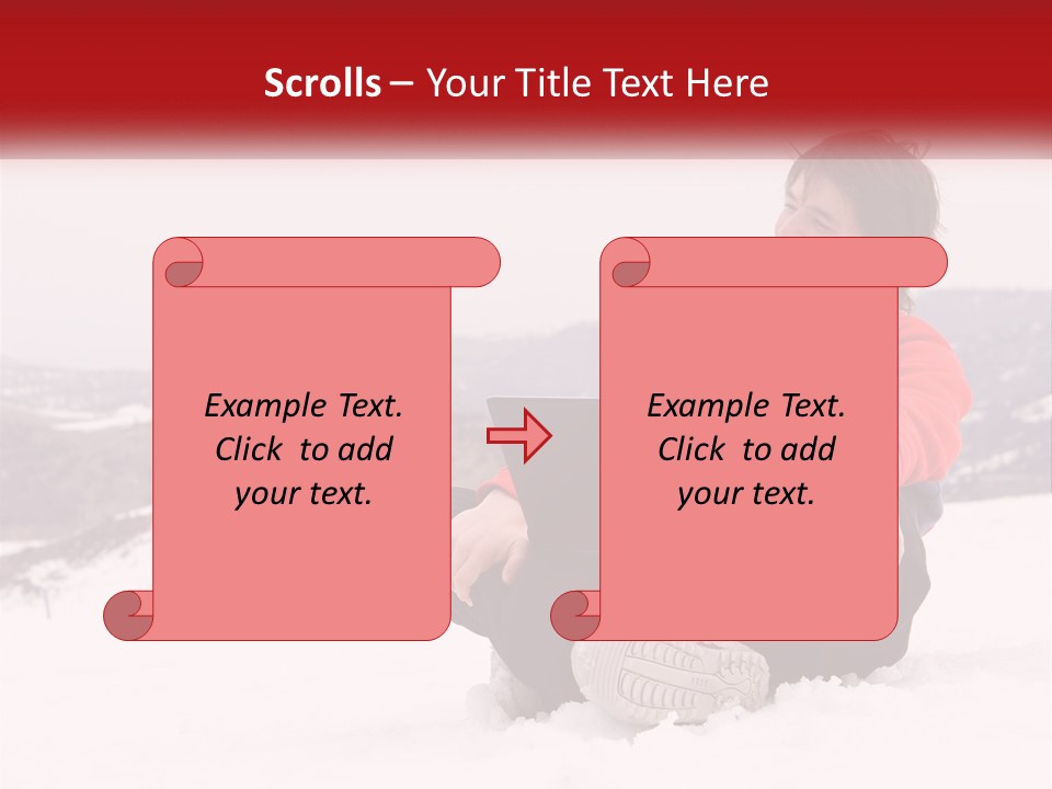 Man With Laptop On Snowy Hills PowerPoint Template