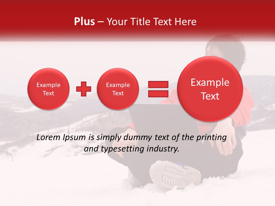 Man With Laptop On Snowy Hills PowerPoint Template