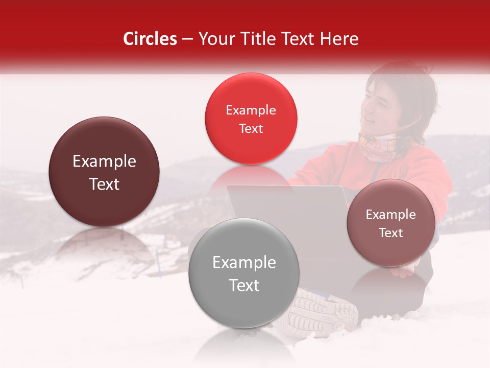 Man With Laptop On Snowy Hills PowerPoint Template