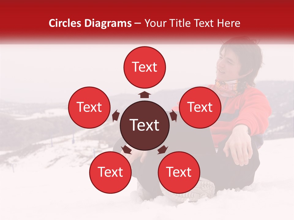 Man With Laptop On Snowy Hills PowerPoint Template