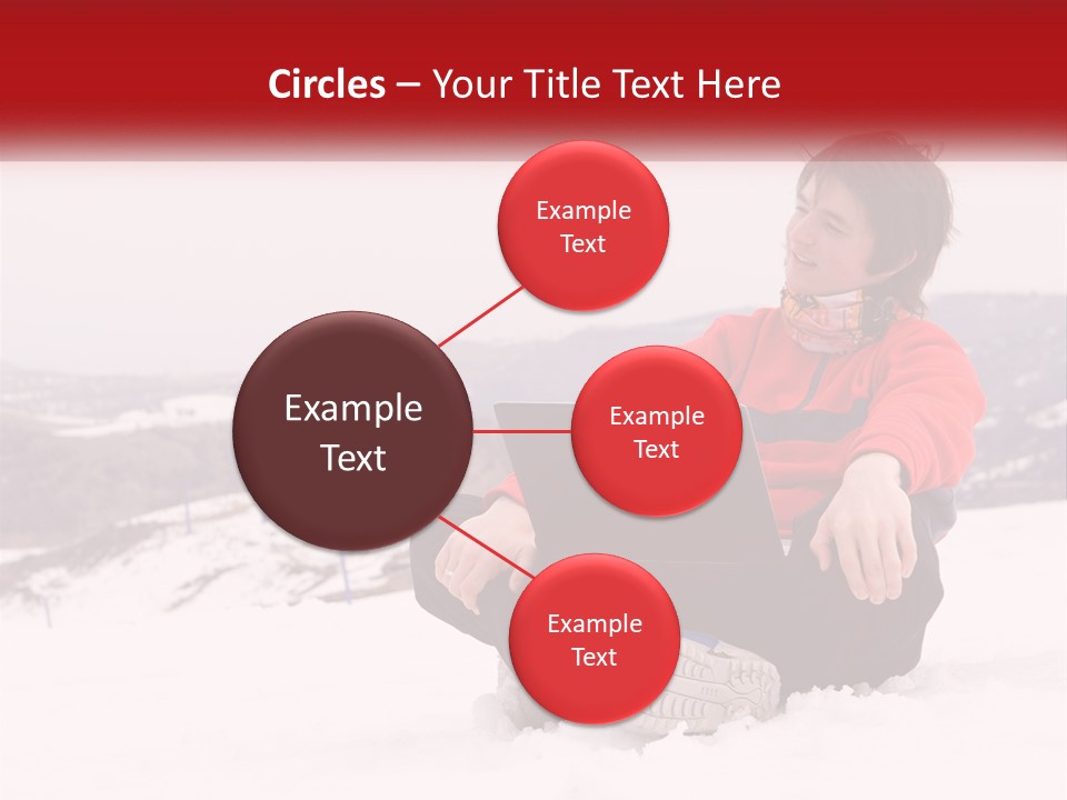 Man With Laptop On Snowy Hills PowerPoint Template