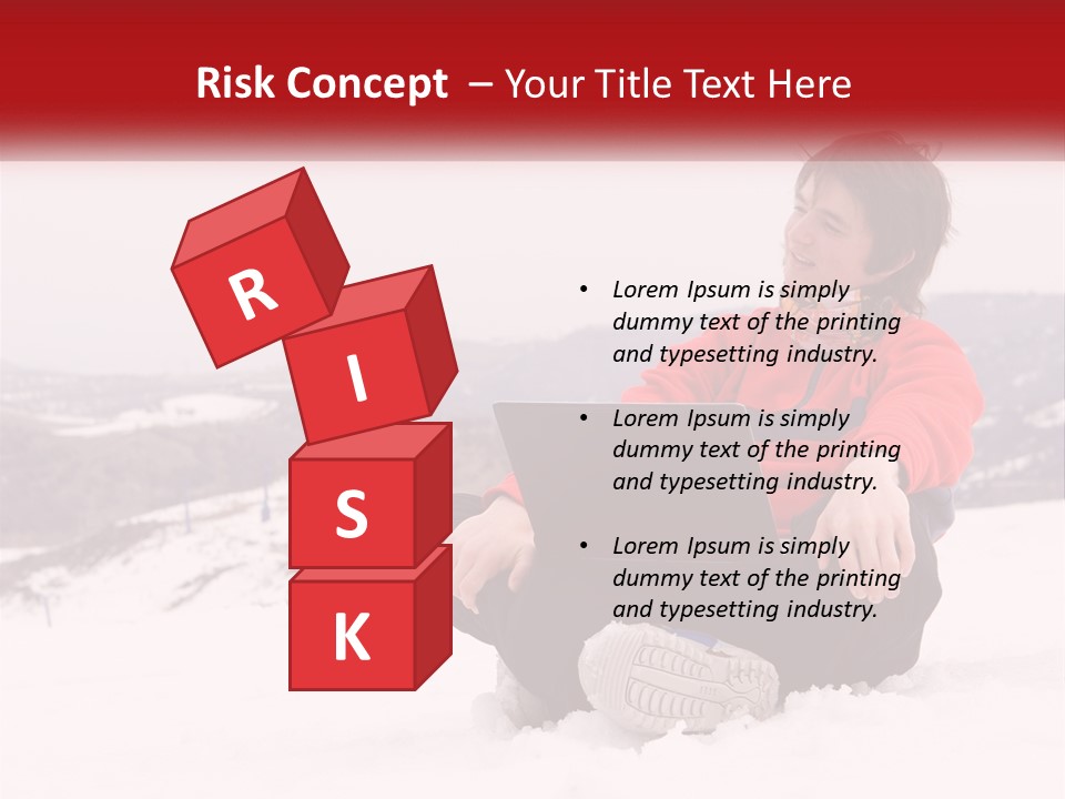 Man With Laptop On Snowy Hills PowerPoint Template