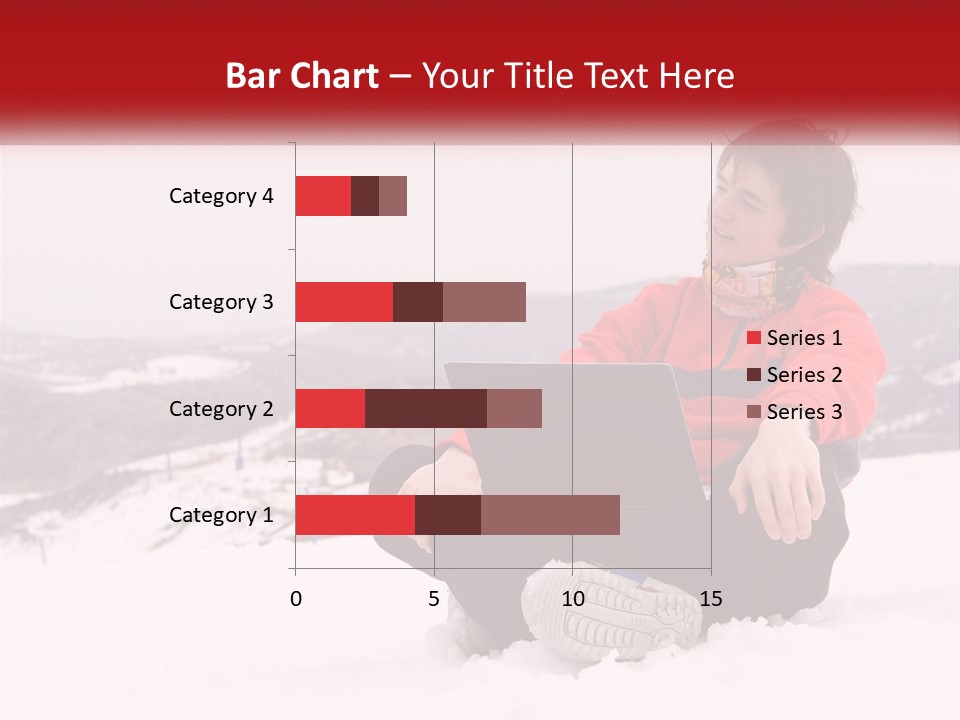 Man With Laptop On Snowy Hills PowerPoint Template